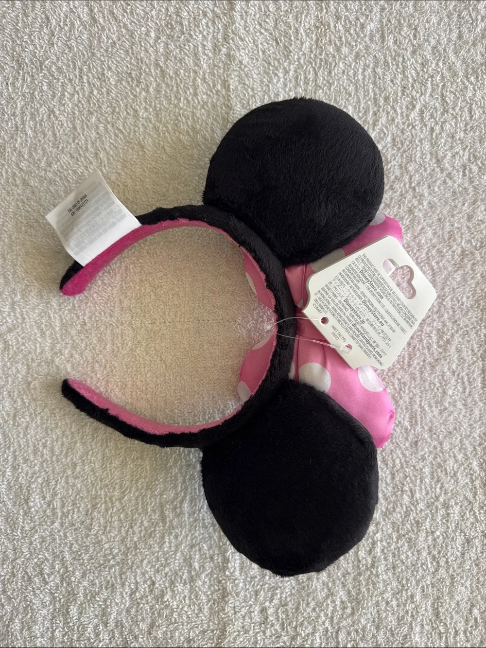 Disney Black & Pink Minnie Ear Headband with White Polka Dot Bow